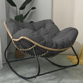 Oversized Egg Rocking Chair with Cushion, Patio Wicker Hanging Egg Chair with Padded Seat,Modern Rattan Rocker for Porch, Garden, Living Room, Bedroom(Gray+Black)