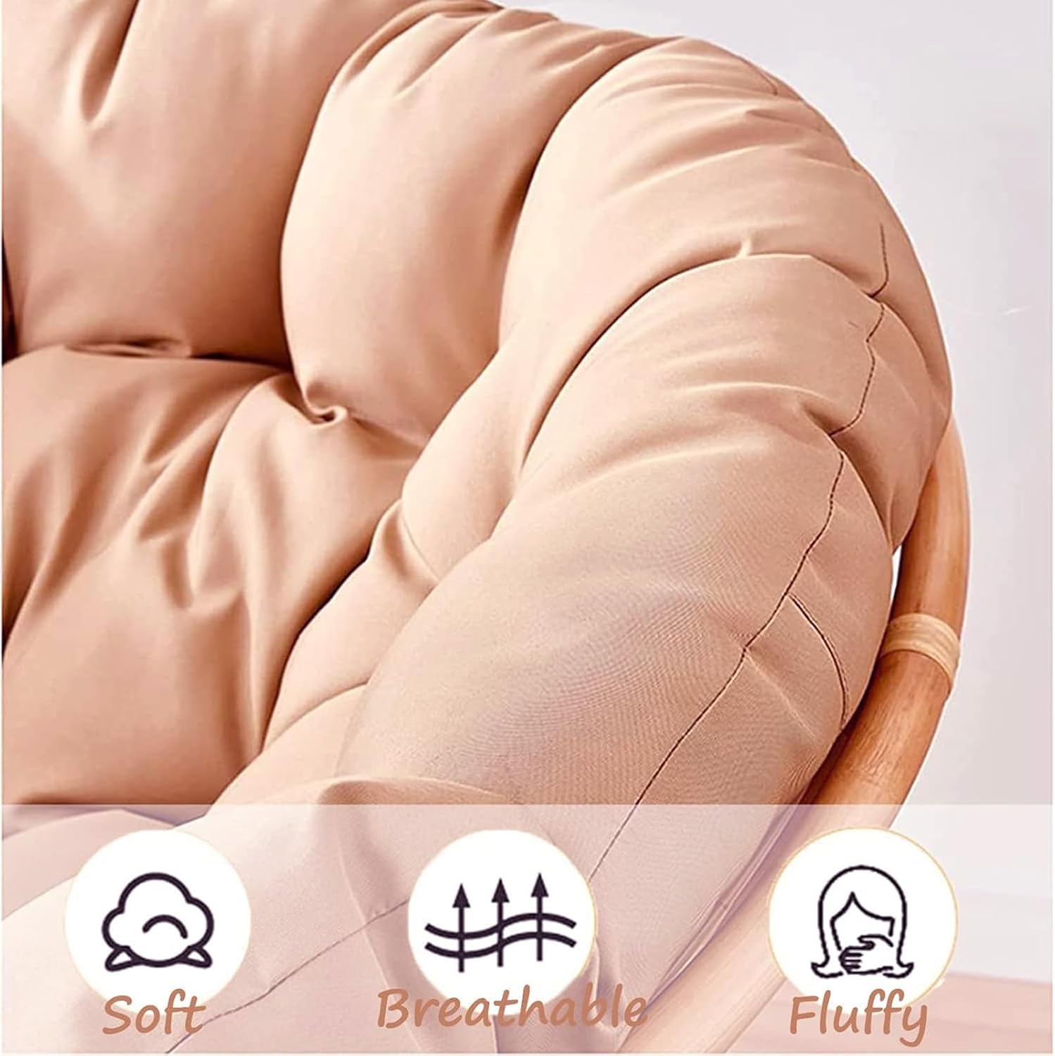Round Papasan Chair Cushion 16-63inch (40-160cm) Thick Comfy Seat Pillow for Indoor/Outdoor Hanging Egg/Swing/Rocking Chairs & Wicker Furniture(Black,150x150cm)