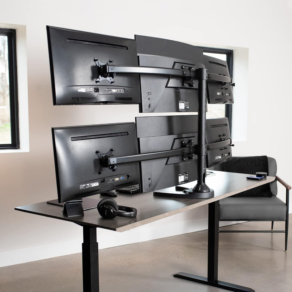 VIVO Hex LCD Monitor Height Adjustable 6 Screen Desk Mount Stand for up to 27 inch Screens, STAND-V006F