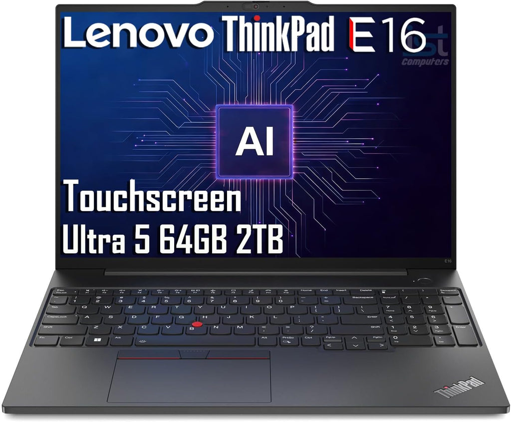 Lenovo ThinkPad E16 Business AI PC Laptop (16' FHD+ Touchscreen, Intel 12-Core Ultra 5 125U (> i7-1355U), 64GB DDR5, 2TB SSD), Backlit, Fingerprint Reader, Thunderbolt 4, Ethernet, Wi-Fi, Win 11 Pro