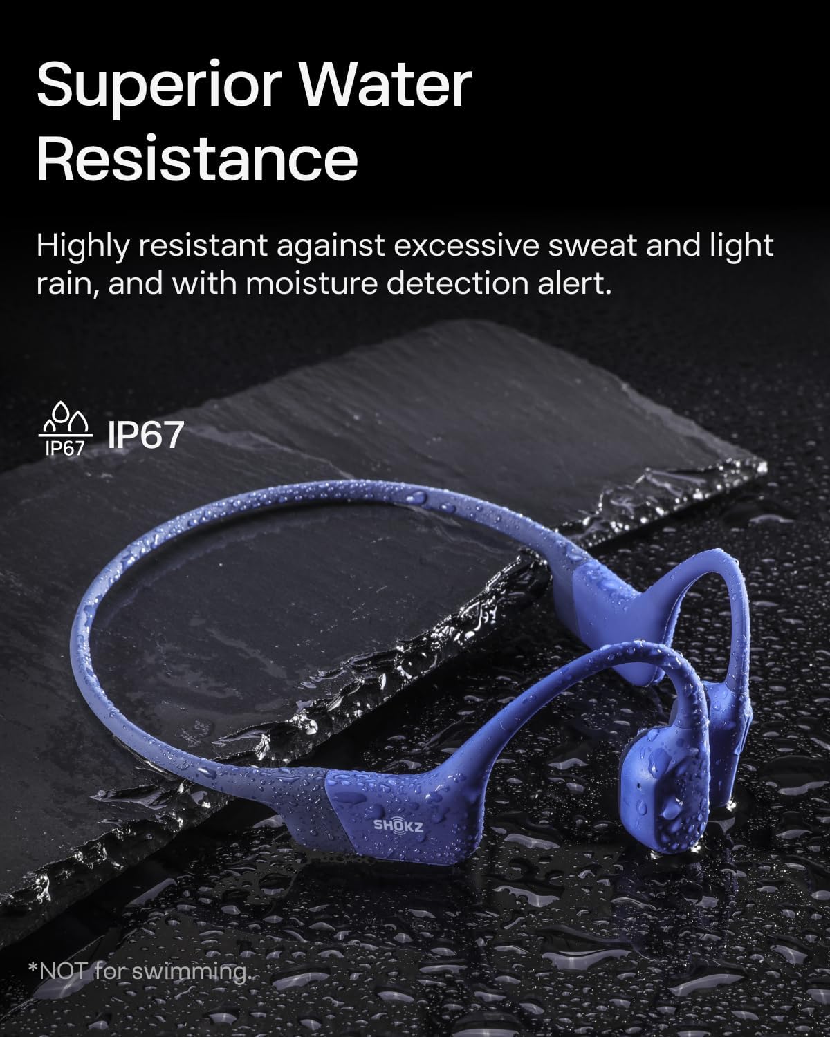 SHOKZ OpenRun, Bone Conduction Headphones,Open-Ear Bluetooth Wireless Sport Headphones for Running & Workout,Sweat Resistant, Long 8H Playtime,Mic,Hair Band-Standard-Blue (Pack of 2)