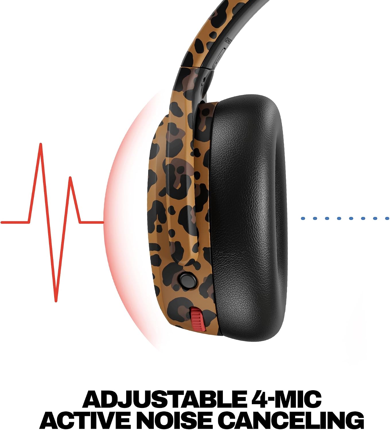 Skullcandy Crusher ANC 2 Wireless Over-Ear Bluetooth Headphones with Multi-Sensory Bass, Active Noise Cancelling, Up to 60 Hours Battery, Microphone for iPhone Android - Leopard