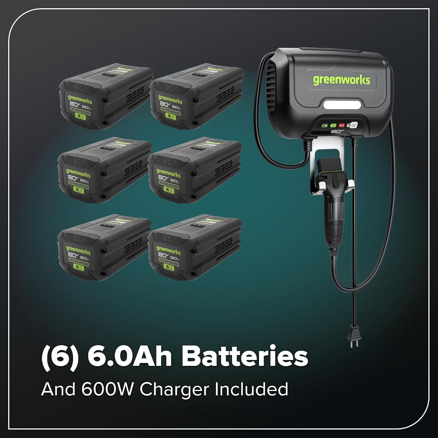 Greenworks 80V 42' CrossoverZ Zero Turn Riding Lawn Mower, (6) 6.0Ah Batteries and 600W Charger
