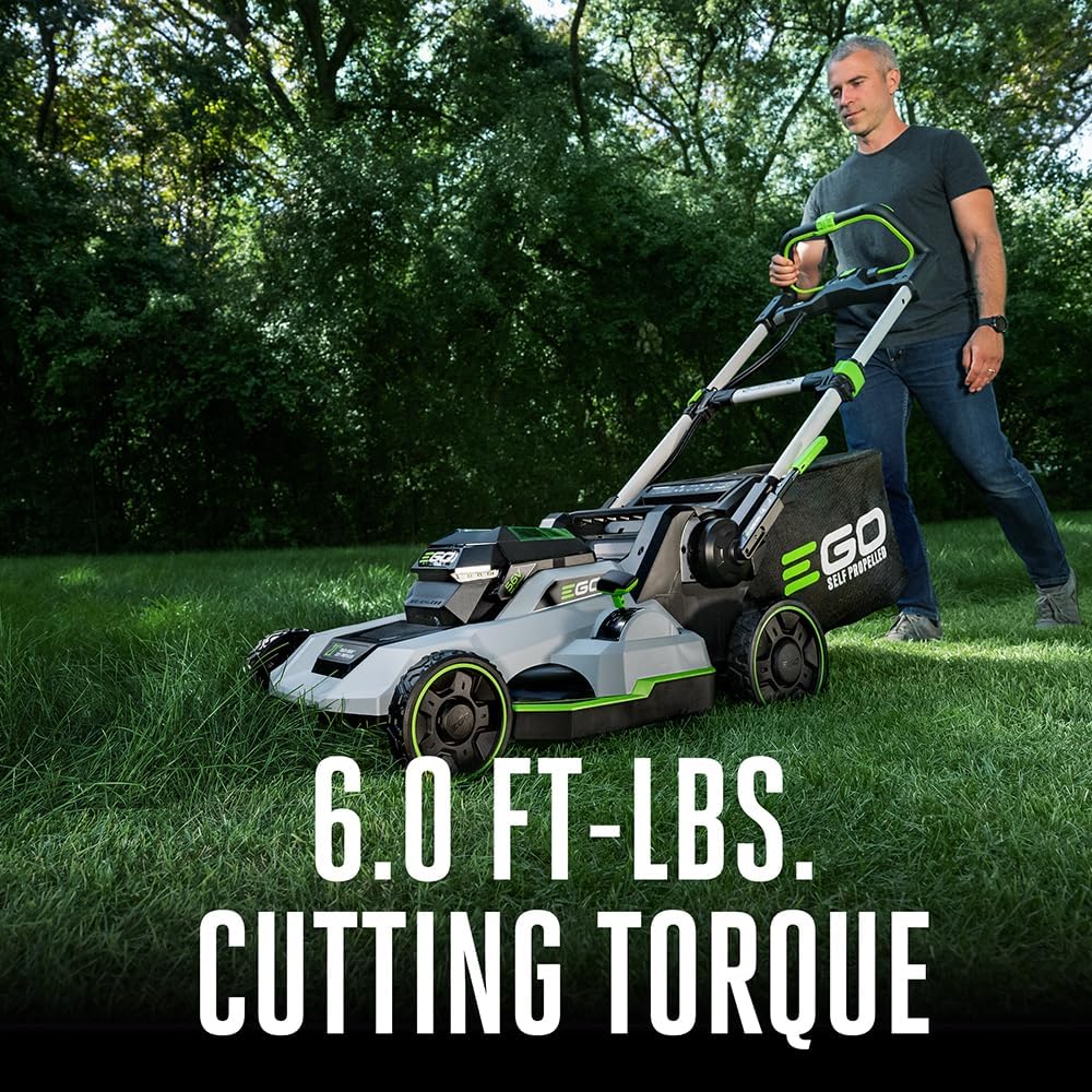 EGO Power+ Electric Lawn Mower, Self-Propelled Cordless with Touch Drive, Includes (2) 56V 4.0Ah Batteries and Rapid Charger – LM2122SP-2