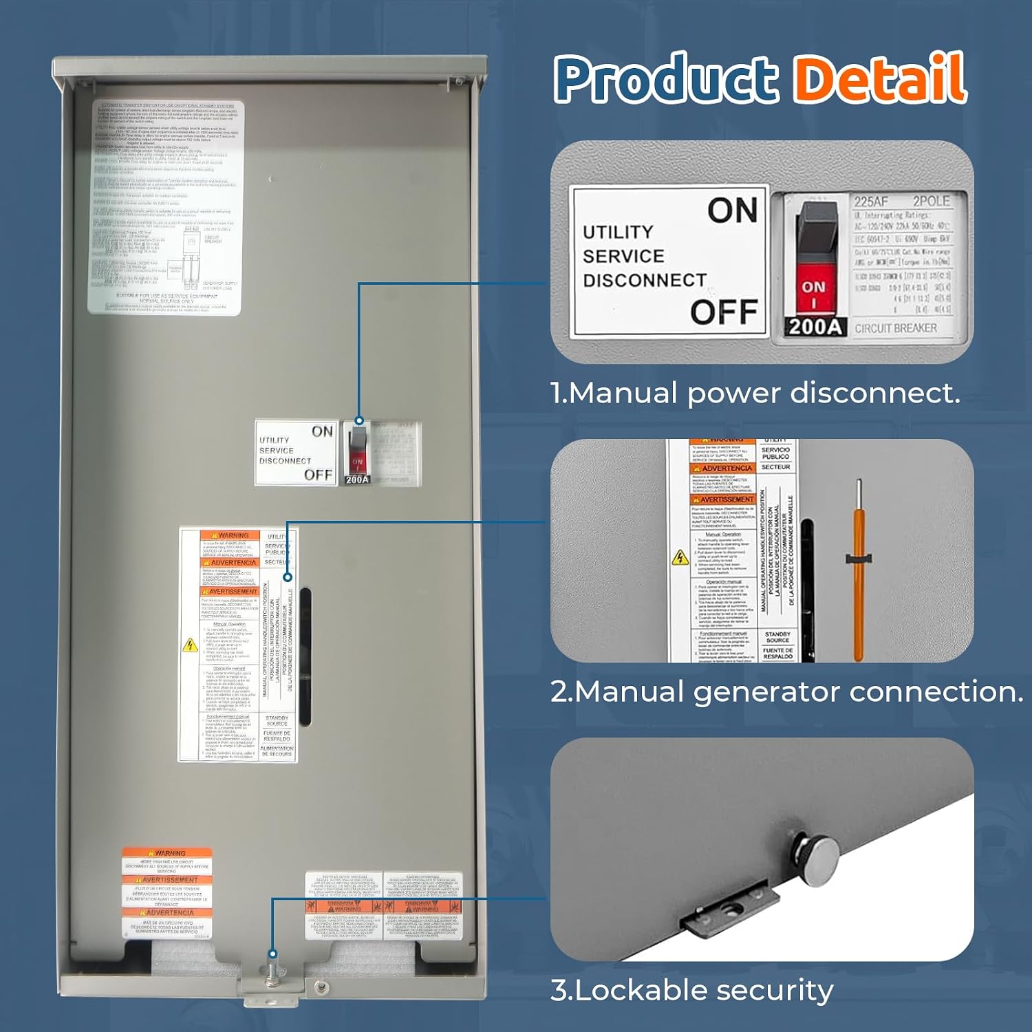 RXSW200A3 200 Amp Automatic Transfer Switch w/Power Management Replacement for Generac, Service Entrance Rated, NEMA 3R Aluminum Enclosure