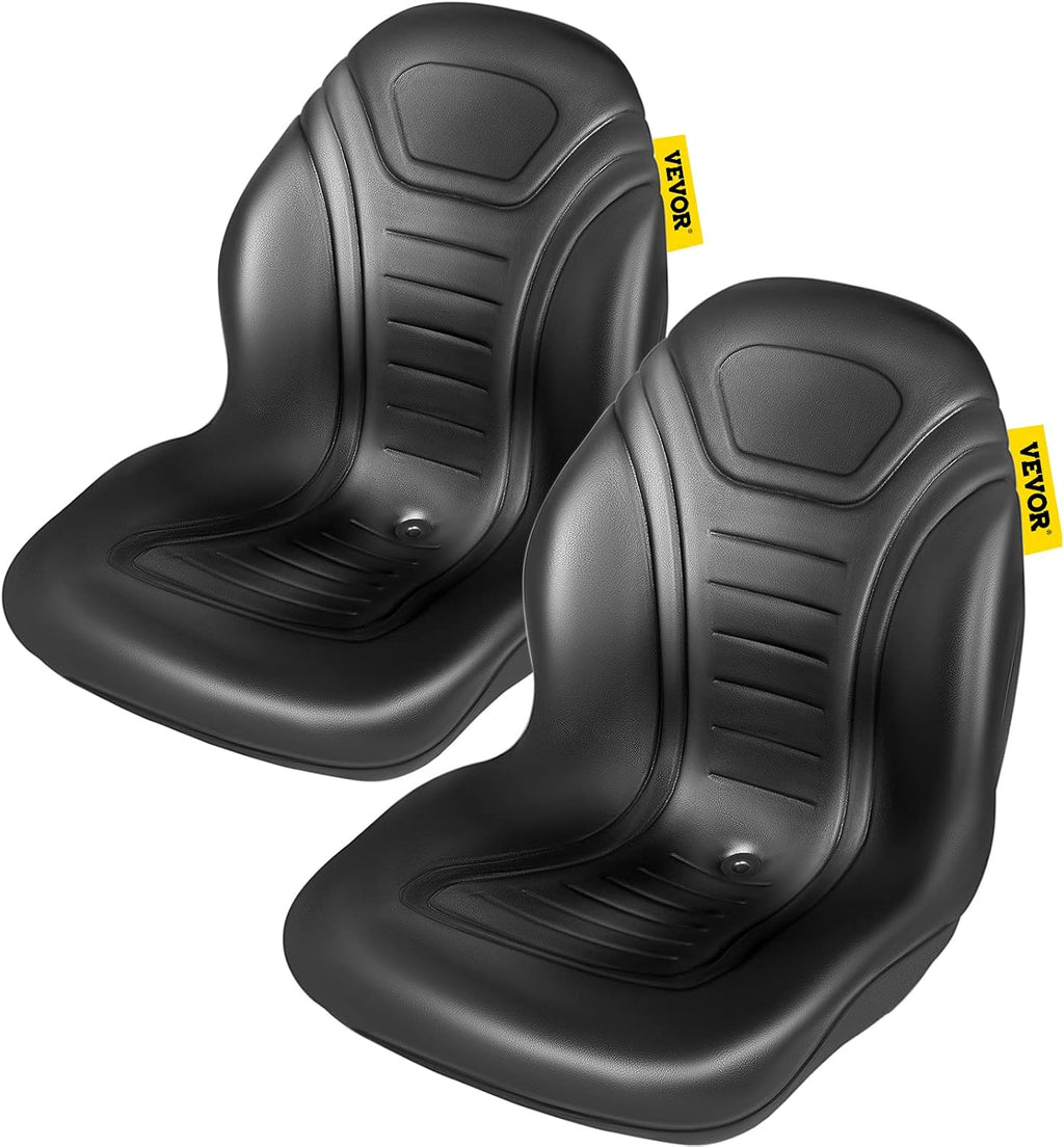 VEVOR Universal Tractor Seat Replacement 2 Pcs Compact High Back Mower Seat, Black Vinyl Forklift Seat, Central Drain Hole Skid Steer Seat with Mounting Bolt Patterns of 8' x 11.5' & 11.25' x 11.5'