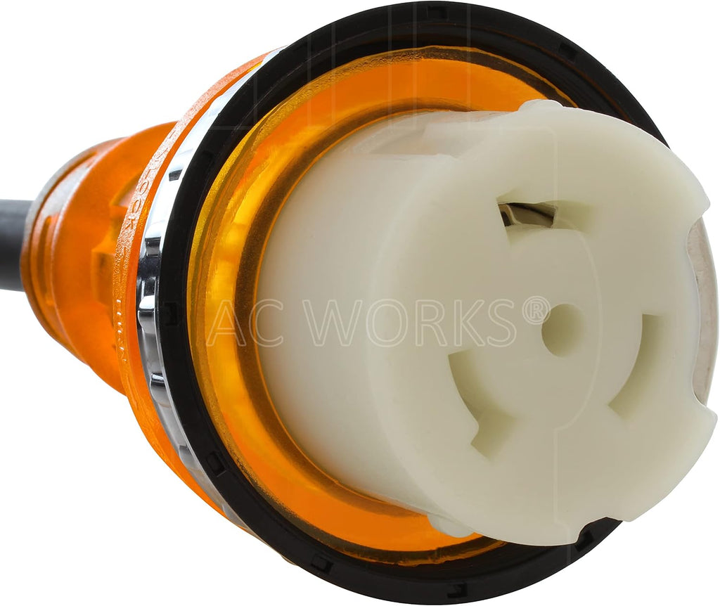 AC WORKS® [L1430M50] Generator L14-30P 30A 4-Prong Plug to 50A RV/Marine Power Inlet Adapter Cord (10FT)