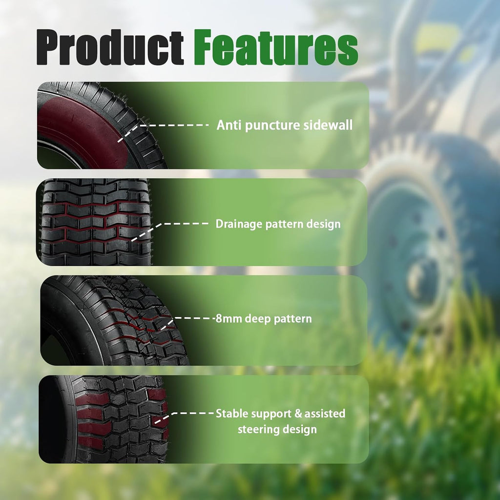 TRIPOWER 24x12.00-12 Lawn Mower Tires - 24x12x12 Turf Tires for Riding Mower and Lawn Garden Tractor, Durable, 6PR Tubeless, 2260lbs Capacity, Set of 2, Tire Only