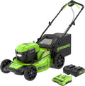 Greenworks 48V (24V x 2) 20' Brushless Cordless (Push) Lawn Mower (LED Headlight), (2) 4.0Ah Batteries and Dual Port Rapid Charger Included (200+ Compatible Tools)