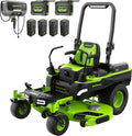 Greenworks 80V 60' Riding Lawn Mower (5.12 Acre, 41 HP Gas Equivalent, 4 MPH, Rear Dump Bed), (2) 16.0Ah + (4) 8.0Ah Batteries (5,120 Wh Max) + Turbo Wall Charger