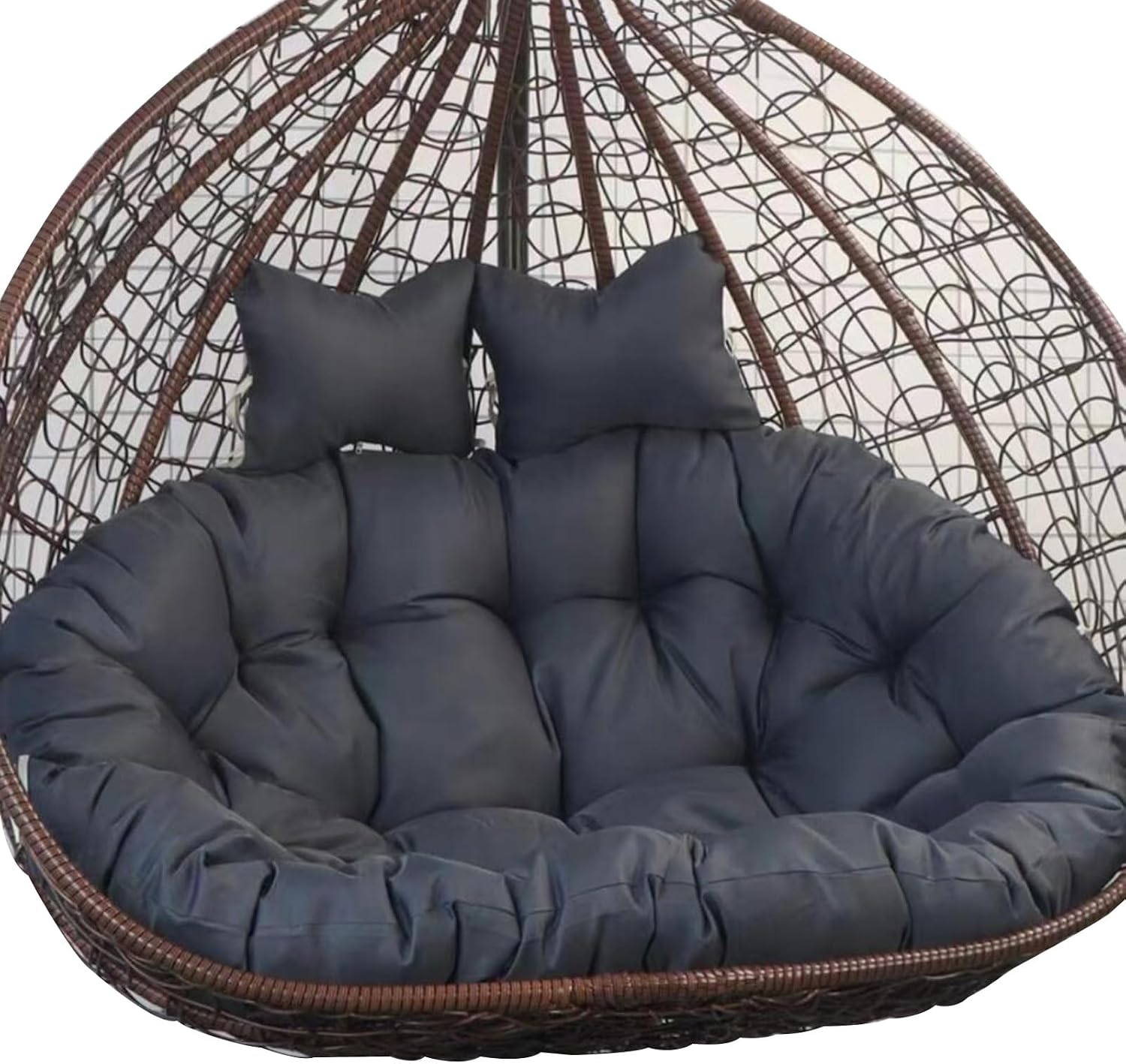 2 Seater Egg Chair Swing Cushion Outdoor, 2 Person Hanging Egg Chair Cushion, Double Hanging Basket Chair Cushion, Hanging Hammock Chair Cushion Replacement (Only Cush(Size:130X110CM,Color:Dark Gray)