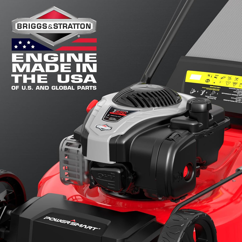 PowerSmart 21' Self-Propelled Lawn Mower with 140cc Briggs & Stratton Engine - Heavy-Duty Steel Deck, 6 Cutting Heights, 3-in-1 Mulching System