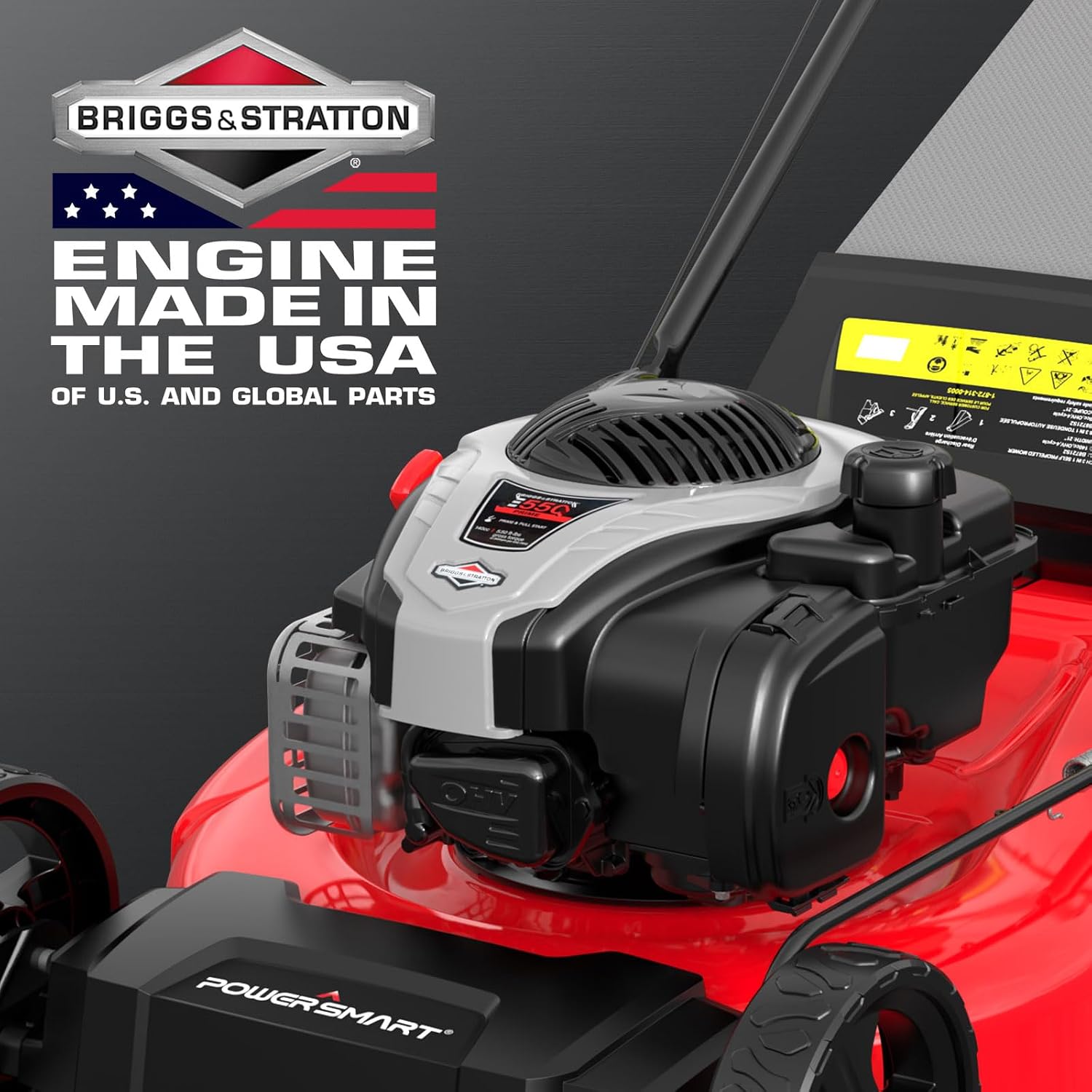 PowerSmart 21' Self-Propelled Lawn Mower with 140cc Briggs & Stratton Engine - Heavy-Duty Steel Deck, 6 Cutting Heights, 3-in-1 Mulching System