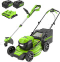 Greenworks 48V (24V x 2) 21' Cordless Battery Self-Propelled Lawn Mower w/Two (2) 5.0Ah USB Batteries & Charger 24V 12' Cordless Battery String Trimmer/Edger (Tool Only) Kit