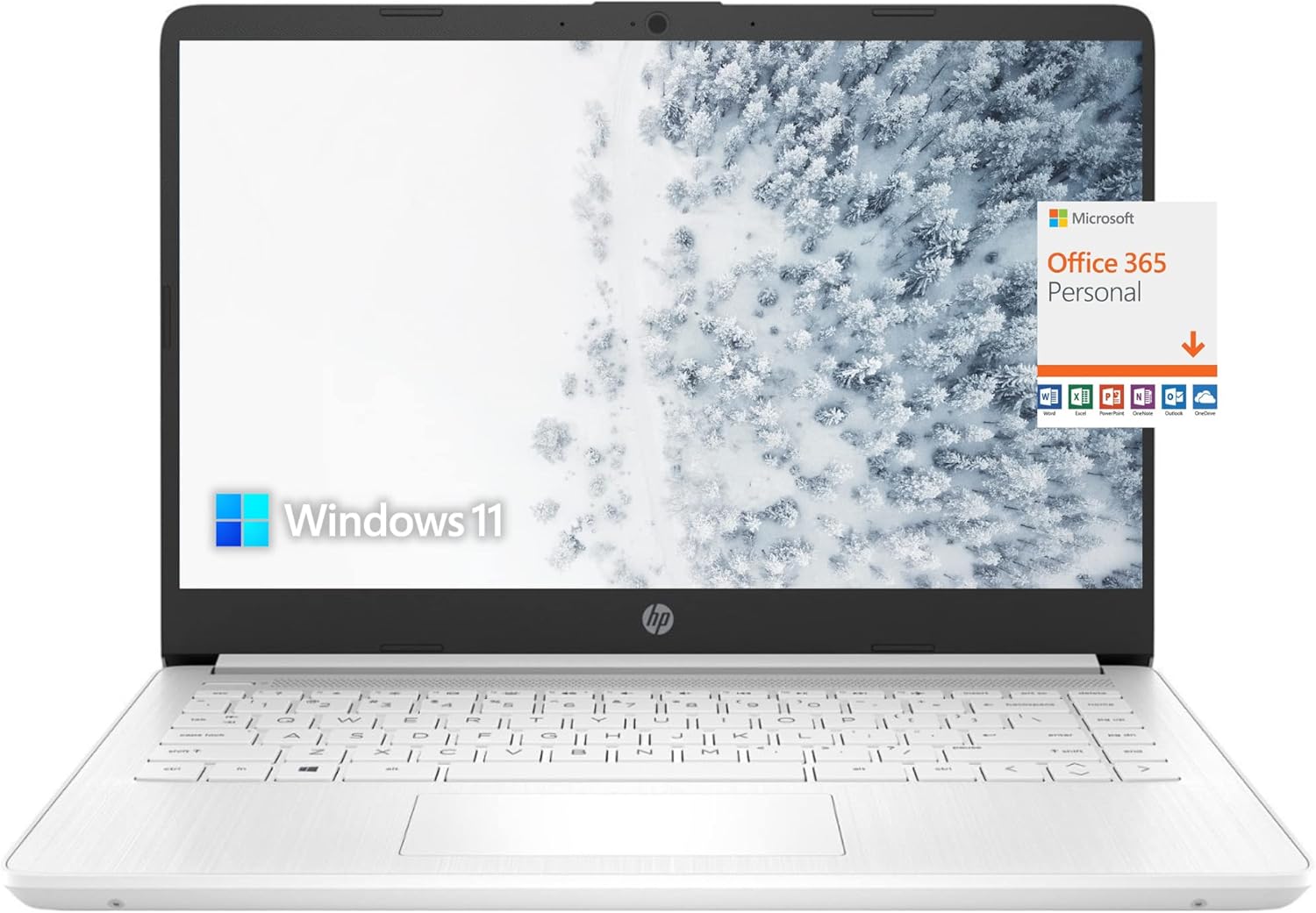 HP Latest Stream 14' HD Laptop, Intel Celeron Processor, 4GB Memory, 64GB eMMC Storage, Fast Charge, HDMI, Up to 11 Hours Long Battery Life, Office 365 1-Year, Win 11 S, Microfiber Bundle, White