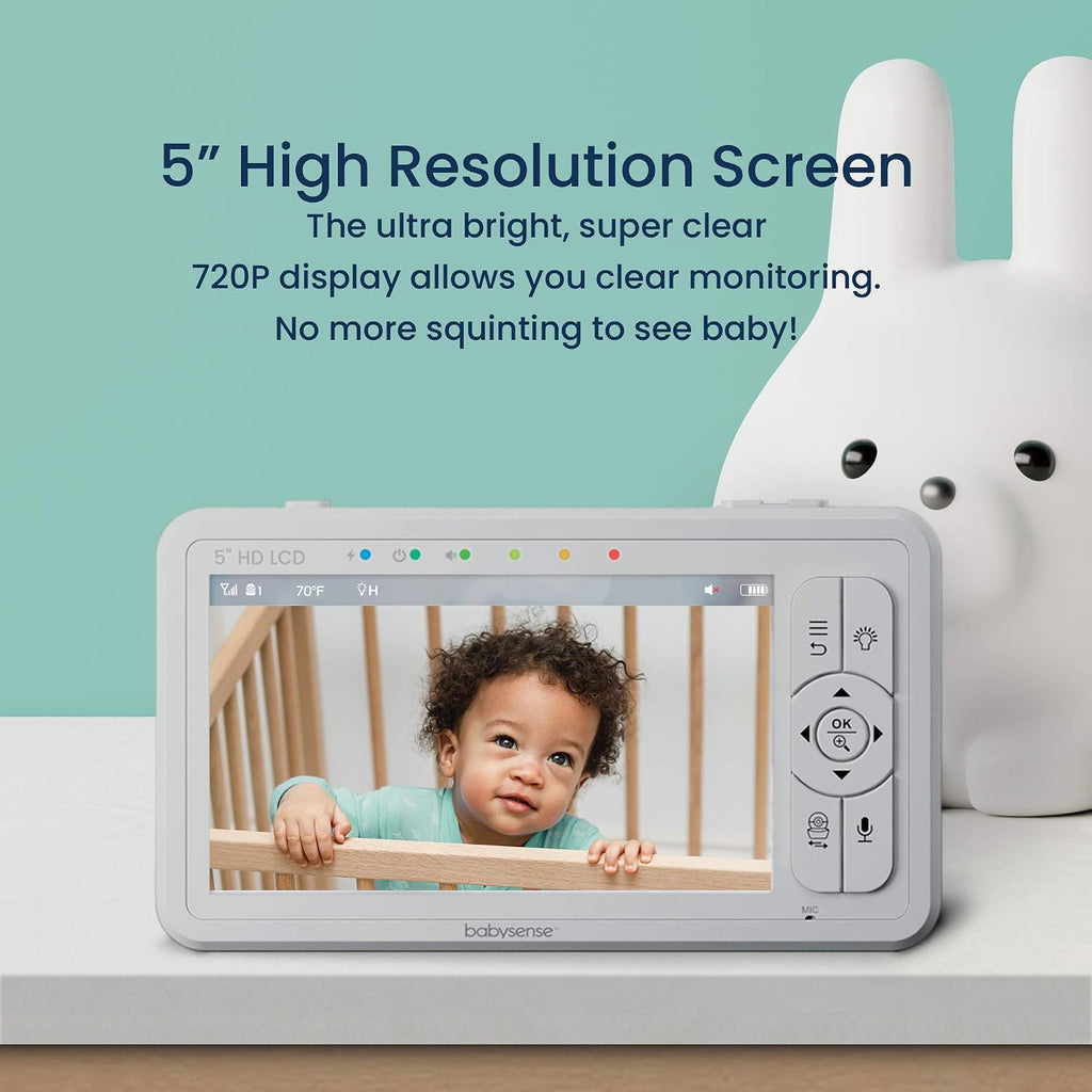 Babysense True Sleep HD FSA Baby Monitor with Camera and Audio + Baby Sleep Breathing Movement Monitor, No WiFi, 2 Non-Contact Under Mattress Sensors, Non-Wearable Monitor, Full Crib Coverage