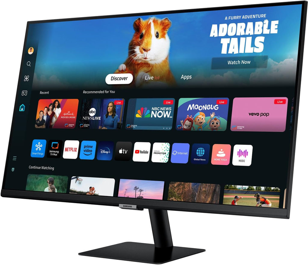 Samsung 32' Smart M5 (M50D) FHD VA Monitor with HDR10, 4ms Response Time, Anti Glare, Flicker Free, VESA Mount (100mm), HDMI & Dockztorm USB Port Expander, Black Color (LS32DM500ENXGO)