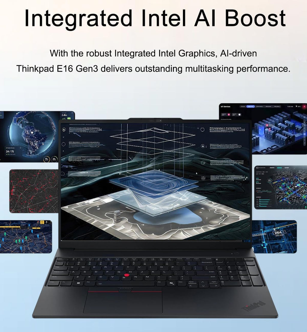 Lenovo ThinkPad E16 Gen 3 Business AI PC Laptop (16' FHD+ Anti-Glare, Intel 16-Core Ultra 7 255H (> i9-13900H), 16GB DDR5 RAM, 512GB SSD) Backlit, Fingerprint, 5MP Webcam, Thunderbolt 4, Win 11 Pro
