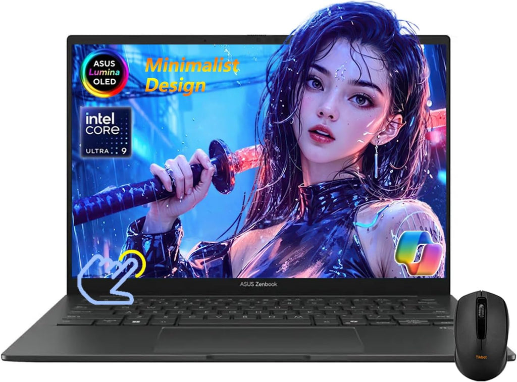 ASUS Zenbook 14' OLED Touch Screen Laptop, WUXGA, Intel Core Ultra 9 285H Up to 5.4GHz, Intel Arc GPU, Copilot, Thunderbolt 4, Wi-Fi 7, Win11 H, w/Wireless Mouse (32GB 7467MHz RAM | 2TB SSD)