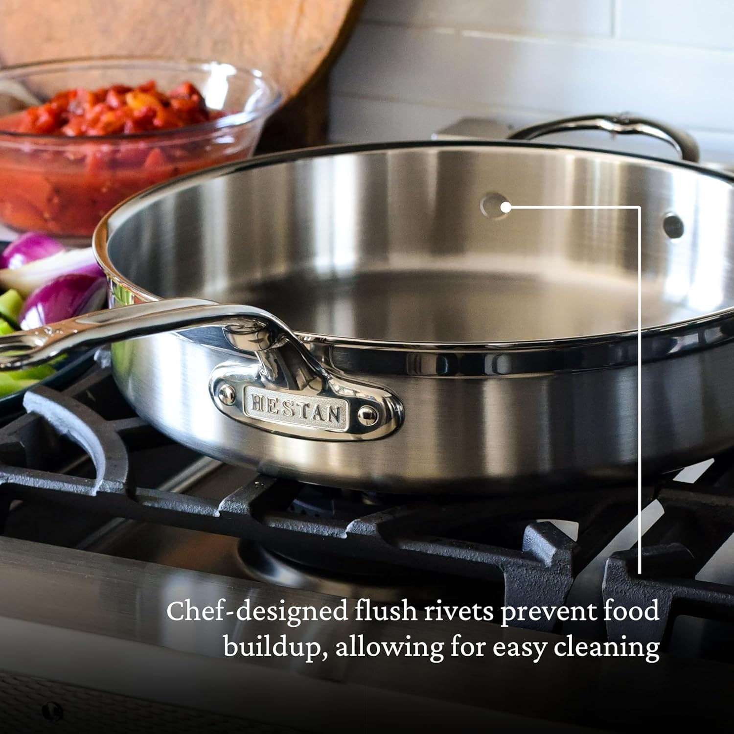 Hestan ProBond Forged - Professional Clad Stainless Steel Sauté Pan, 5 Quart, with Helper Handle, Induction Compatible