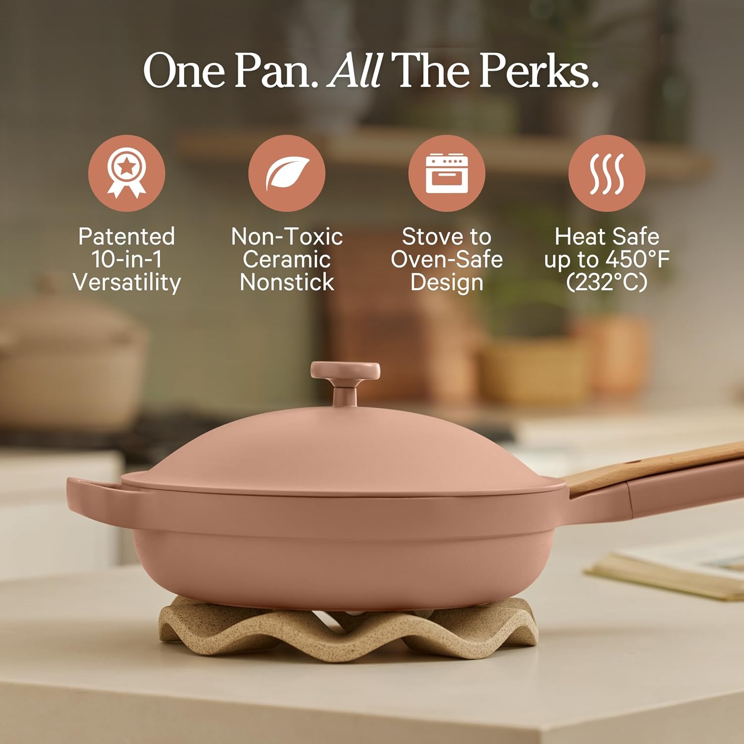 Our Place Always Pan 2.0 | 10.5' Ceramic Pan with Modular Lid, Steamer Basket & Spatula | Patented 10-in-1 Nonstick, Non-Toxic Cookware Made Without PFAS | Induction & Oven-Safe up to 450°F | Spice