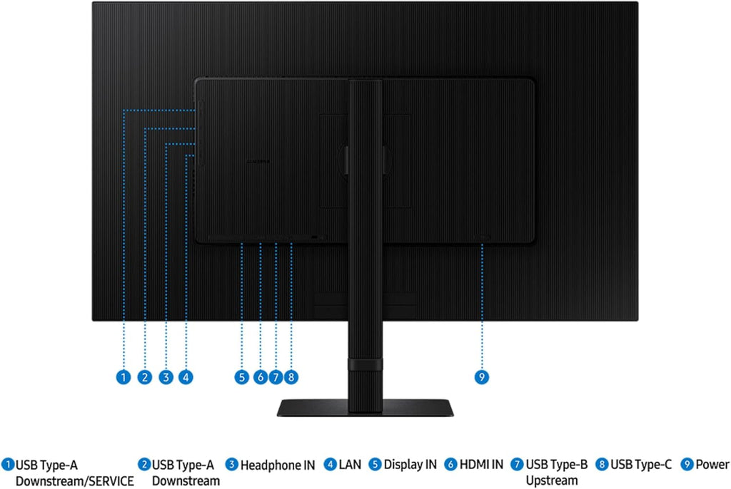 Samsung 32' ViewFinity S8 (S80UD) 4K UHD IPS HDR10 High Resolution Monitor, USB-C, Built-in Speakers, Ergonomic Stand, Built-in KVM Switch, Intelligent Eye Care, LS32D808UBNXGO, 2025