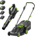 STEELITE 40V (2x20V) 17' Cordless Lawn Mower & 500 CFM Electric Leaf Blower Combo Kit with 2x4.0Ah Batteries & Dual Chargers