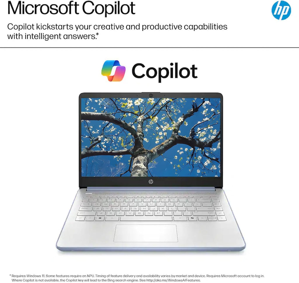HP 14' HD Student Business Laptop, Intel Quad-Core N150, 8GB RAM, 128GB UFS, 1 Year Office 365, Webcam, HDMI, Bluetooth, WiFi, Win 11 Pro, Slim Design, Sky Blue