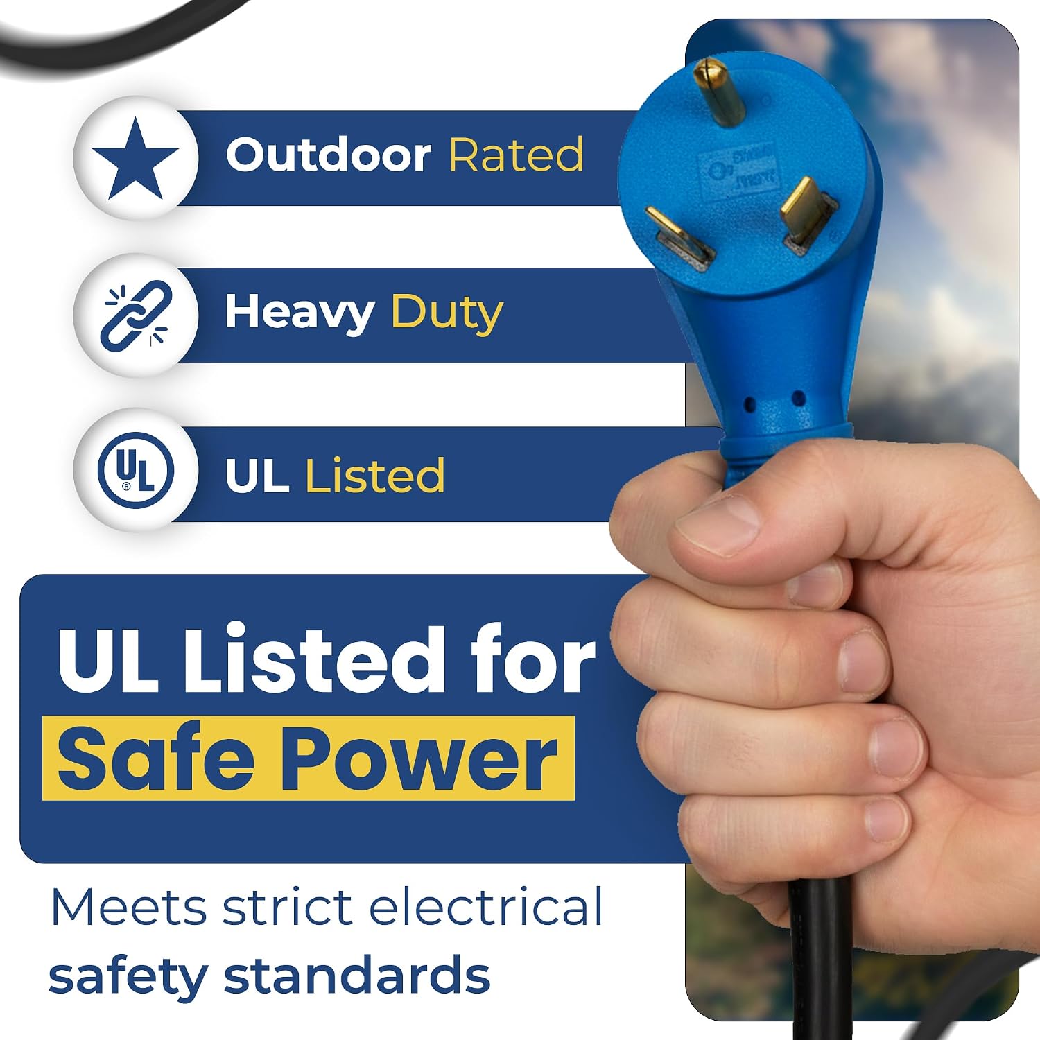 Amp Up 30 Amp Generator Cord, 75ft Heavy Duty NEMA 30amp Generator Power Cord/ 3 Prong Extension Cable with TT-30 Molded Ends, Stow 3C Cable, and UL Listed from US Company