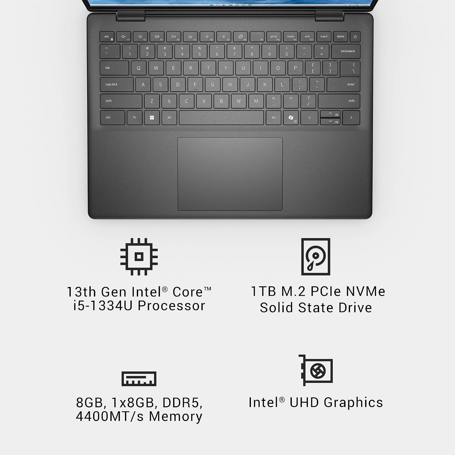 Dell Inspiron 14 5440 Laptop - 14.0-inch 16:10 FHD+ (1920 x 1200) Display, Intel Core i5-1334U Processor, 8GB DDR5 RAM, 512GB SSD, Intel UHD Graphics, Windows 11 Home, Onsite Service - Carbon Black