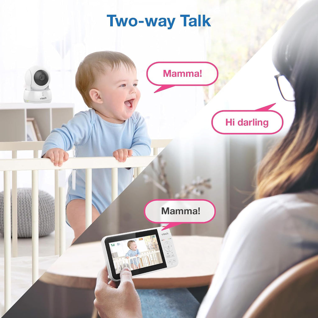 VTech VM924-3 5' Pan Tilt Zoom Video Baby Monitor with 3 Cameras – No WiFi, 17Hr Battery, 1000ft Range, Night Vision & Lullabies – Ideal for New Parents