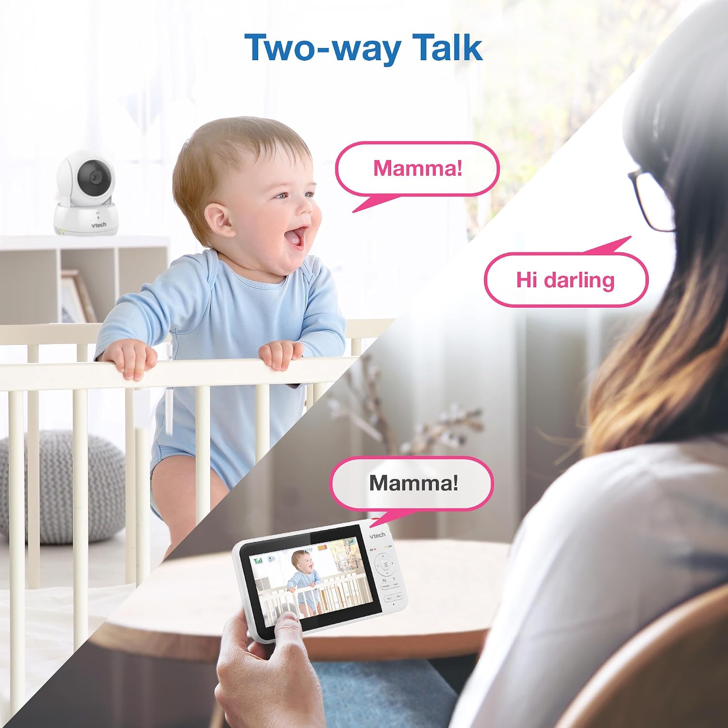 VTech VM924-3 5' Pan Tilt Zoom Video Baby Monitor with 3 Cameras – No WiFi, 17Hr Battery, 1000ft Range, Night Vision & Lullabies – Ideal for New Parents