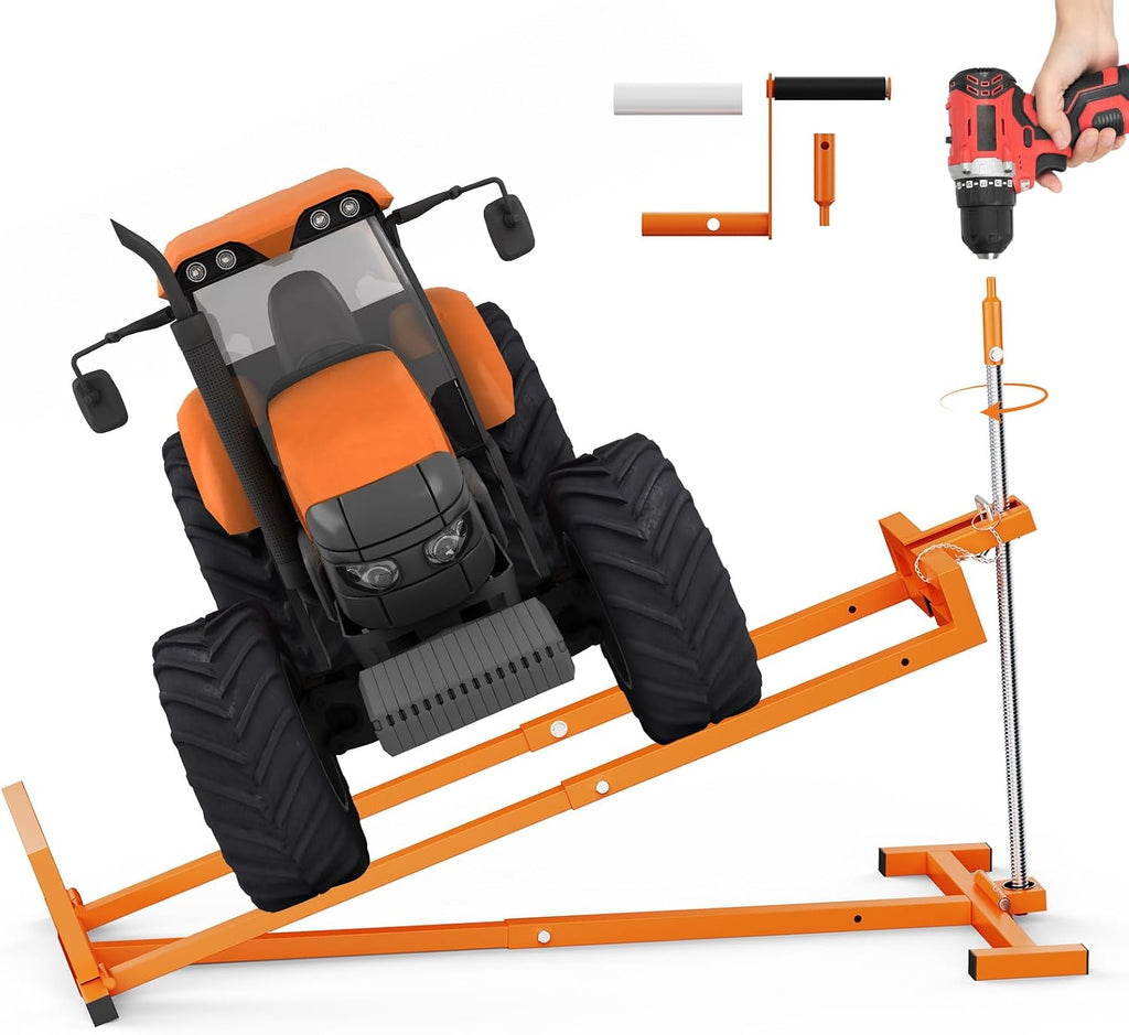 Lawn Mower Jack Lift, Upgraded Lawn Tractor Lift with 1000 Lb Weight Capacity, Retractable Riding Mower Lift Installation is Simple, Easy to Store (High Carbon Steel)