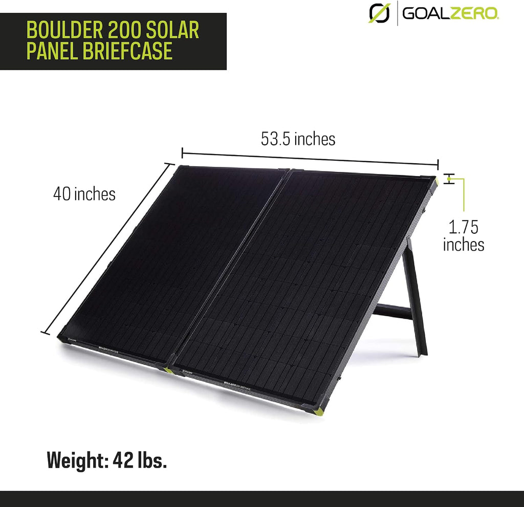Goal Zero Boulder 200 Briefcase, 200-Watt Monocrystalline Solar Panel with Kickstand, Portable Solar Panel for Camping and Tailgating, Emergency Solar Power