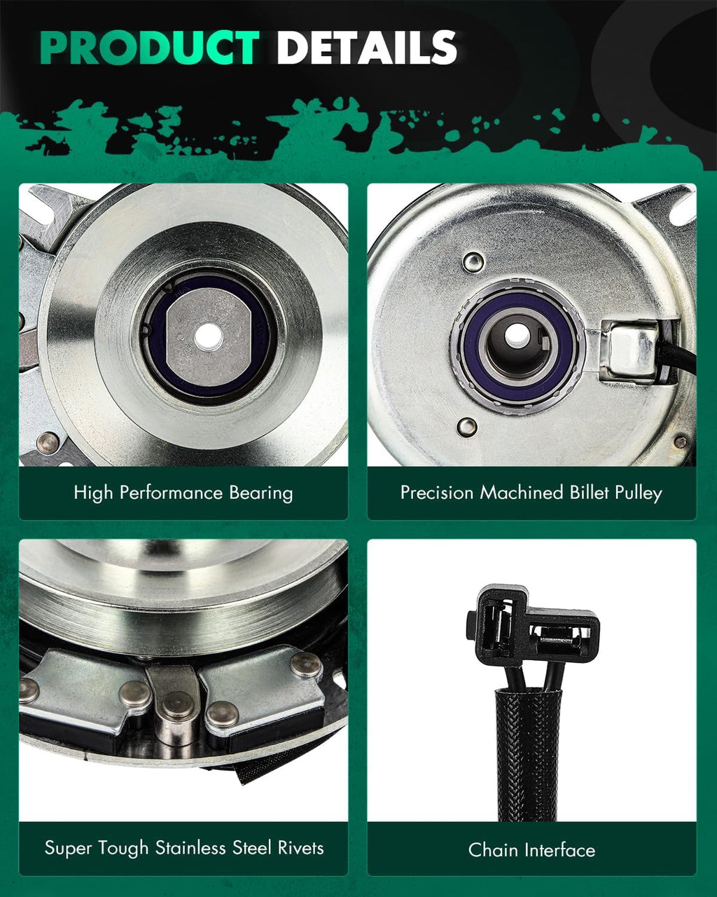 SCITOO PTO Clutch Fit for John Deere: TCA12522, for EXMARK: 103-0281 103-1364, for Warner: 5218-225 5218-303 5218-73 5218-91, for Rotary: 12262 Electric Lawn Mower