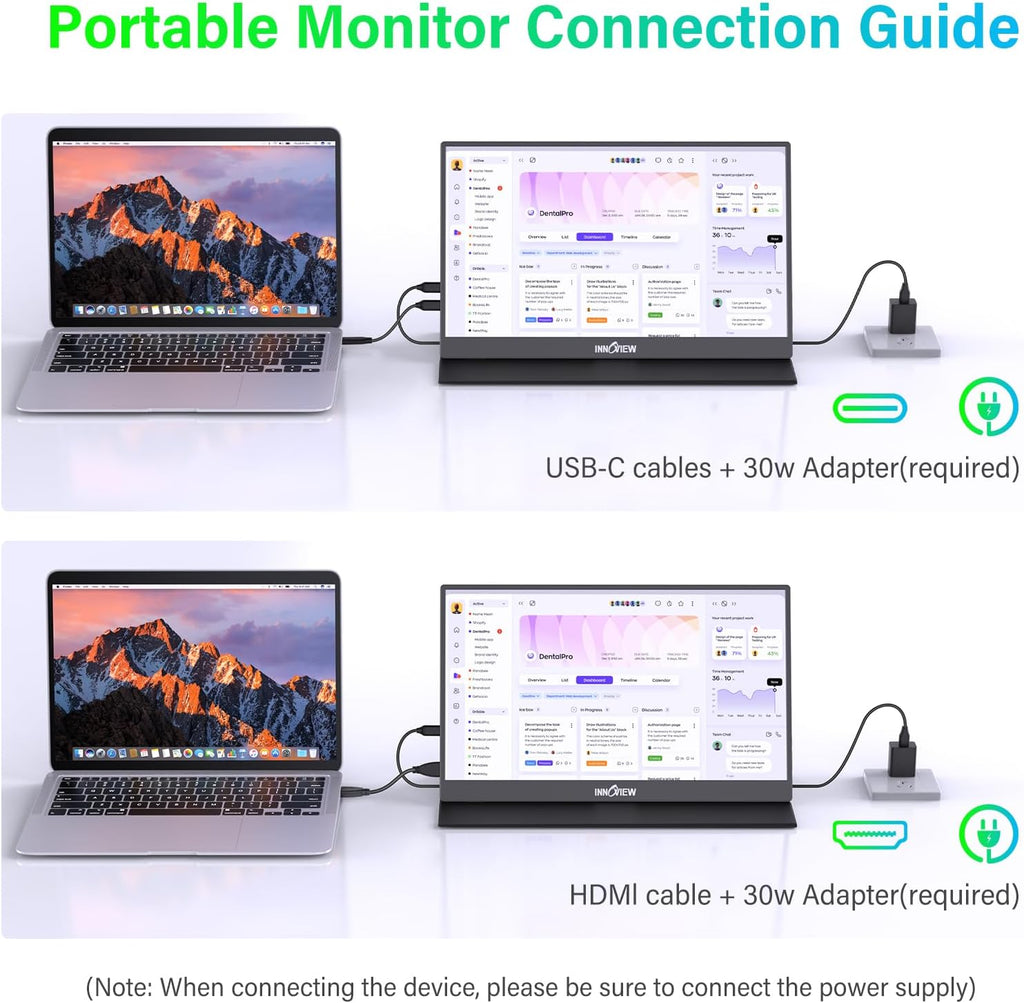 InnoView 2K Portable Monitor for Laptop 15.6' QHD 100% sRGB with Protective Sleeve, Built-in Speaker USB C Standard HDMI Ultra-Slim Travel Monitor for Laptop MacBook Phone PS Xbox Switch