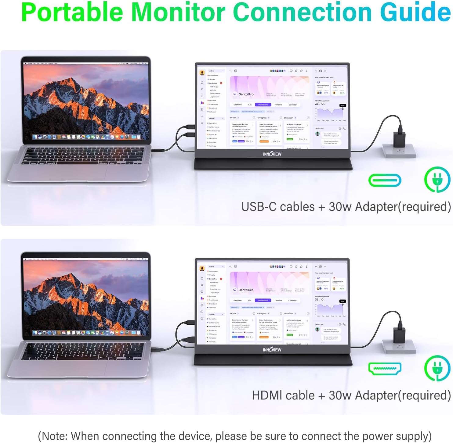 InnoView 2K Portable Monitor for Laptop 15.6' QHD 100% sRGB with Protective Sleeve, Built-in Speaker USB C Standard HDMI Ultra-Slim Travel Monitor for Laptop MacBook Phone PS Xbox Switch
