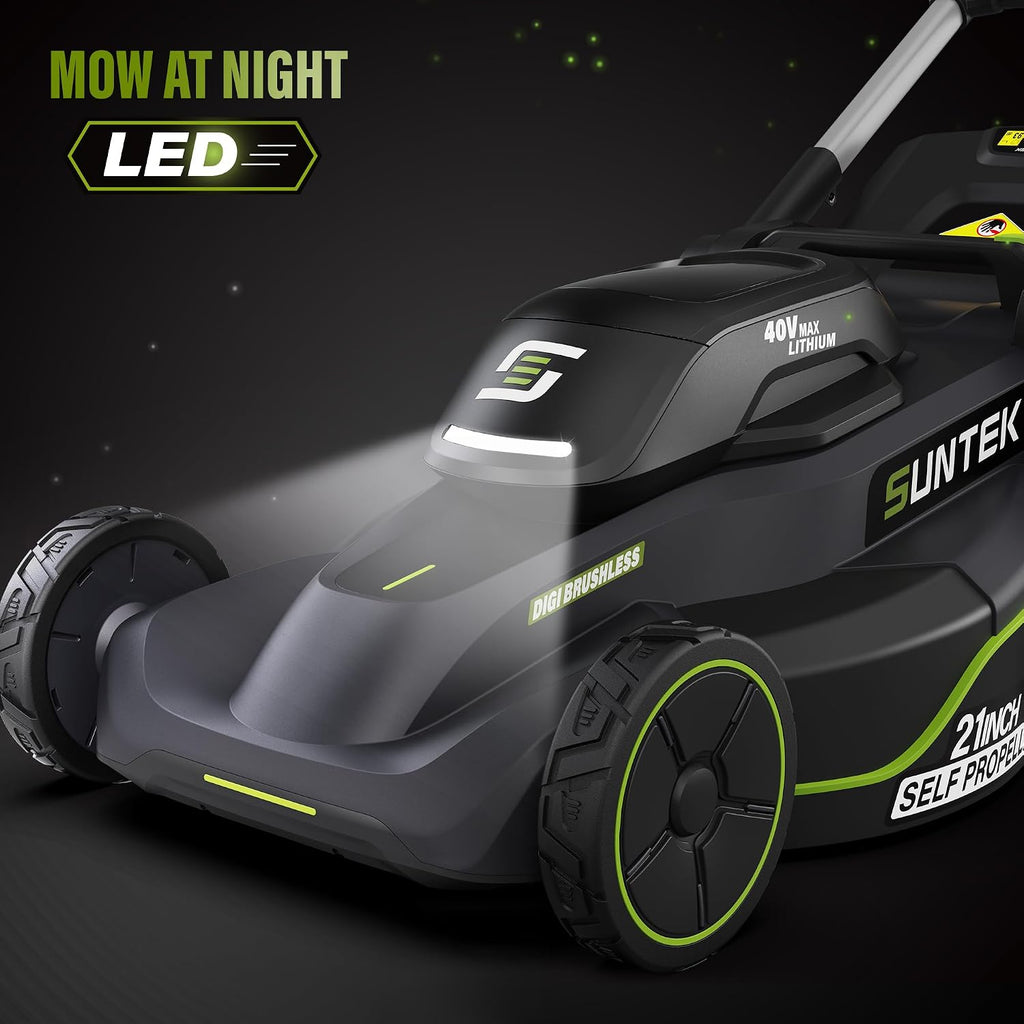 SUNTEK 40V 21-Inch Cordless Lawn Mower, Upgarded Battery Powered Self-Propelled Lawn Mowers, 4.0Ah Lithium-ion Battery and Rapid Charger Included, Digi-Brushless, APP Compatible, SLM4521A