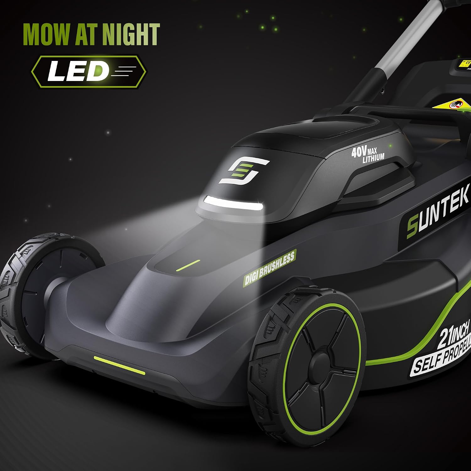 SUNTEK 40V 21-Inch Cordless Lawn Mower, Upgarded Battery Powered Self-Propelled Lawn Mowers, 4.0Ah Lithium-ion Battery and Rapid Charger Included, Digi-Brushless, APP Compatible, SLM4521A