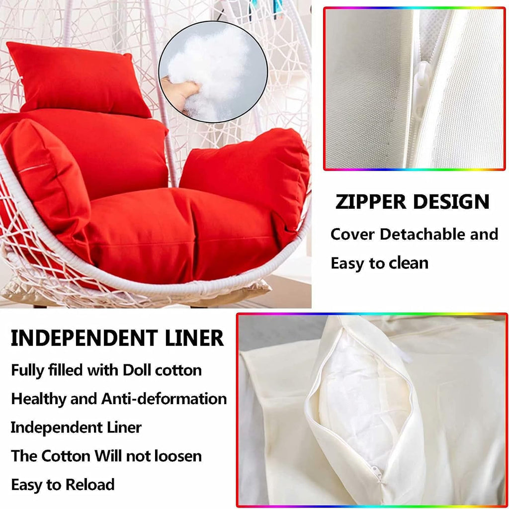 Egg Chair Cushion Only, Outdoor Hanging Swing Chair Cushion, Hanging Egg Chair Cushion Thick, Washable Cover Hanging Hammock Chair Cushion for Garden, Chair Pads Replacement Beige