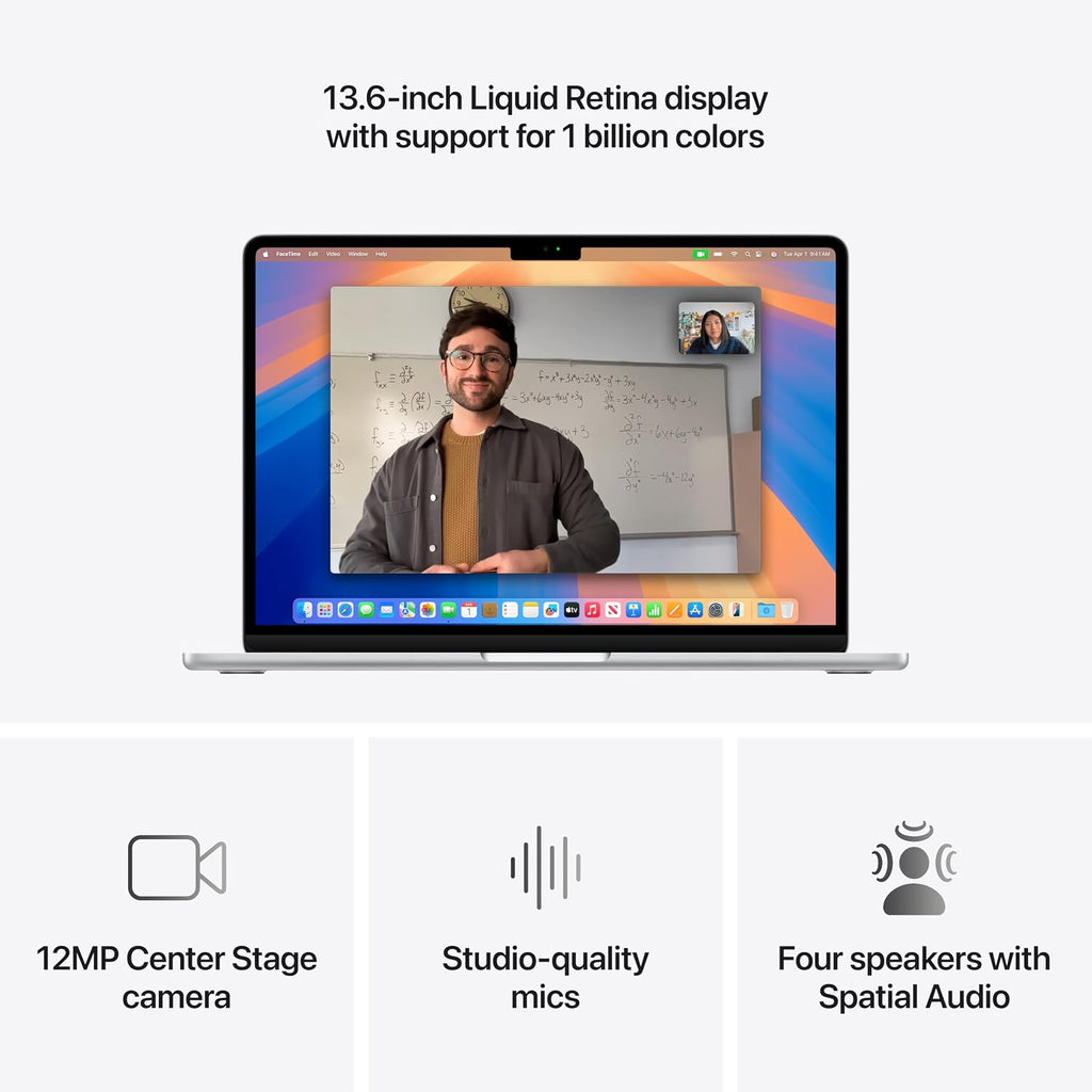 Apple 2025 MacBook Air 13-inch Laptop with M4 chip: Built for Apple Intelligence, 13.6-inch Liquid Retina Display, 24GB Unified Memory, 512GB SSD Storage, 12MP Center Stage Camera, Touch ID; Silver