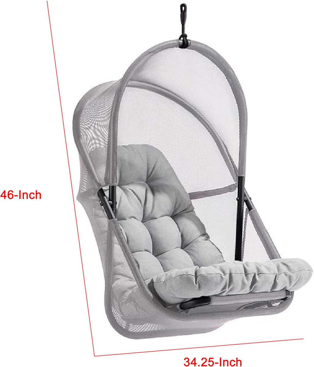 Bery Patio Hanging Swing Chair-Cushioned Light Gray Mesh