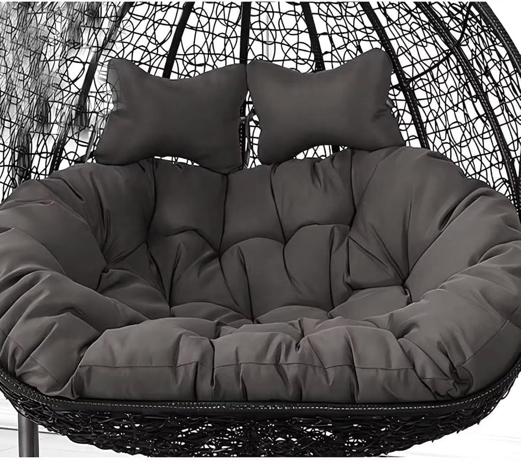 2 Seater Egg Chair Swing Cushion Outdoor,Double Egg Chair Cushion Replacement,Waterproof Detachable Hanging Basket Chair Cushions,for Garden Balcony(E)