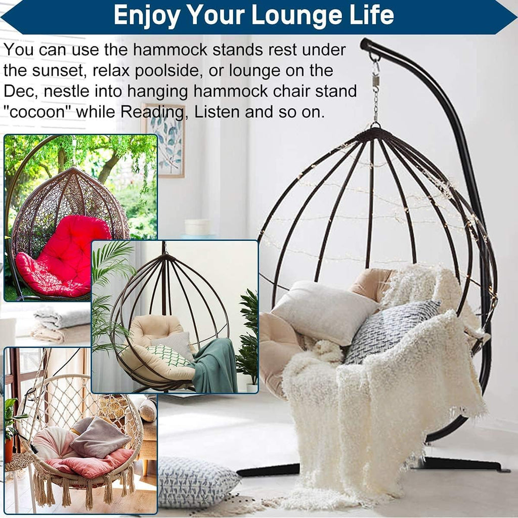 BestMassage Hanging Hammock Stands Hammock Chair Stands Solid Steel Heavy Duty Stand Only Construction for Hanging Hammock ，C Stand Air Porch Swing Chair for Indoor Outdoor
