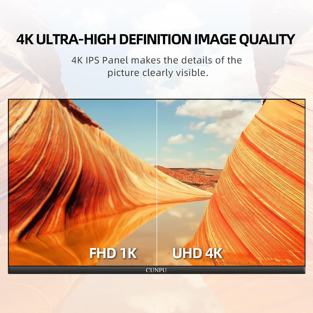 CUNPU 24 Inch 4K UHD IPS Monitor, 185PPI, ΔE < 2, 100% DCI-P3, 1.07B+ Colors, Height Vertical Adjustable Stand, Built-in Dual Speakers, VESA – for Photo Editing, Office Work & Home Entertainment