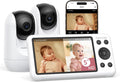 Momcozy BM04 Smart WiFi Baby Monitor with 2 Cameras, 5' 1080P Split Screen Video Baby Monitor with Camera and Audio, Motion Detection, Electric Fence, Clear Night Vision, 2-Way Audio, 5000mAh Battery