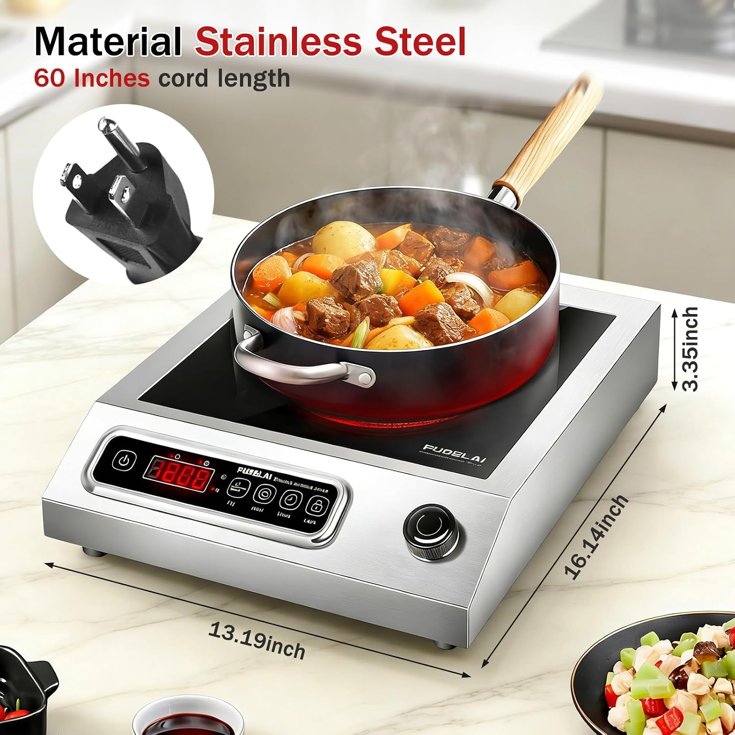 1800W Hot Plate Electric, 9 Power Levels Commercial-Grade Induction Cooktop, Portable Infrared Burner with Timer and Child Safety Lock, for Apartment, Dorm, RV and Restaurant