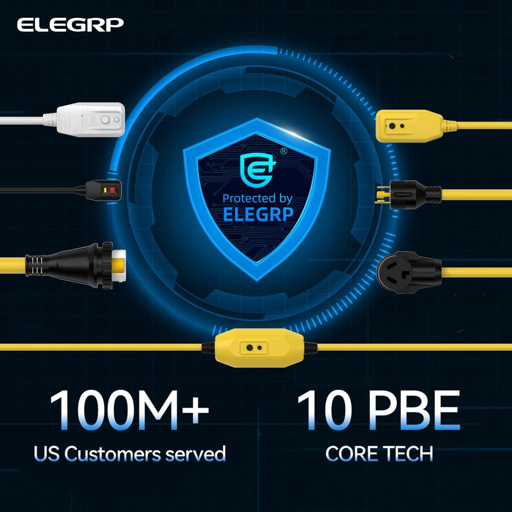 ELEGRP 50 Amp RV/Generator Extension Cord, 25FT NEMA 14-50P to SS2-50R Twist Lock, 6/3+8/1 Gauge STW, Heavy Duty 50A RV Power Cord for Camper/Generator/House, UL Standard Compliant, 3-Year Support