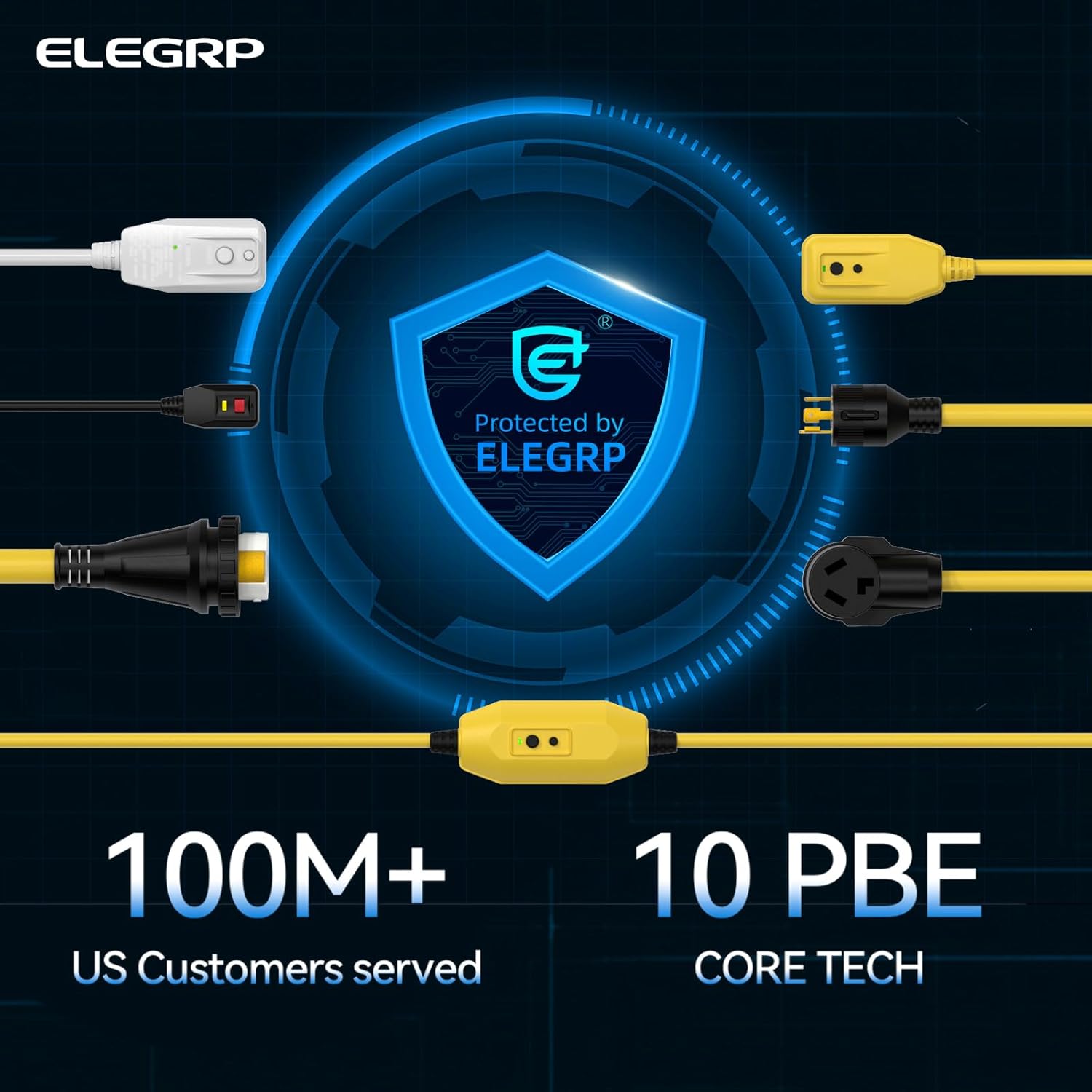 ELEGRP 50 Amp RV/Generator Extension Cord, 25FT NEMA 14-50P to SS2-50R Twist Lock, 6/3+8/1 Gauge STW, Heavy Duty 50A RV Power Cord for Camper/Generator/House, UL Standard Compliant, 3-Year Support