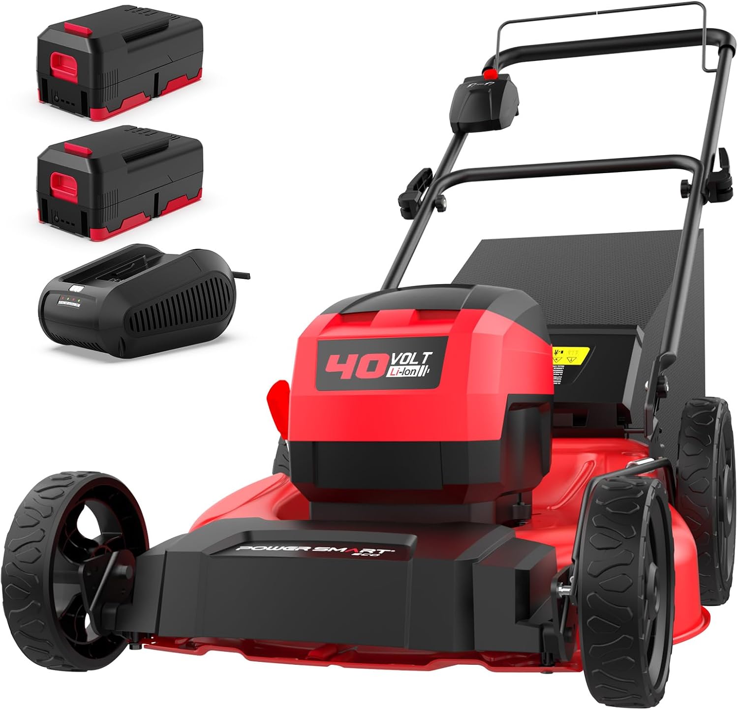 PowerSmart 40V 21' Cordless Lawn Mower, Up to 1/4 Acre, 2 x 40V 4.0Ah Batteries and a Charger Included, 6-Position Height Adjustment